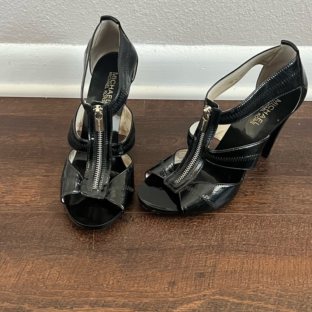 Michael Kors Berkeley patent leather zip up heels